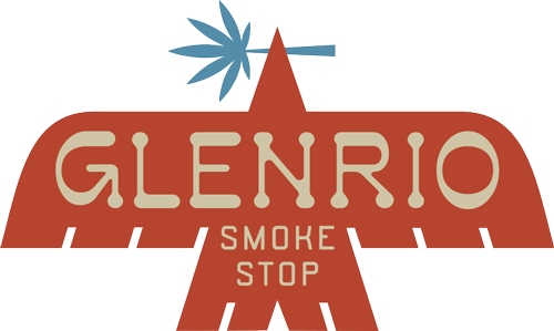 graphic of a red bird with glenrio smoke shop atop it