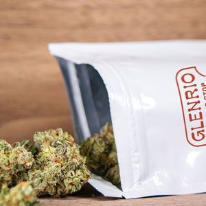 cannabis flower in a bag